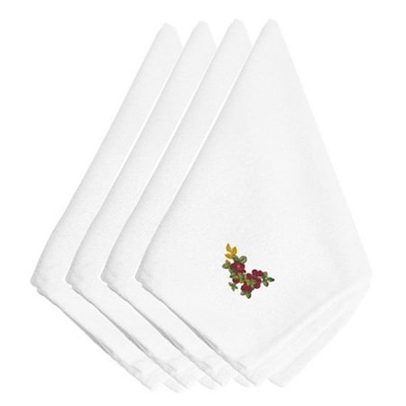 Carolines Treasures Fall Raspberries Embroidered Napkins, Set of 4 EMBT3815NPKE